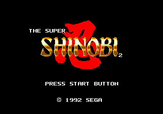 Super Shinobi II title screen for Sega Mega Drive